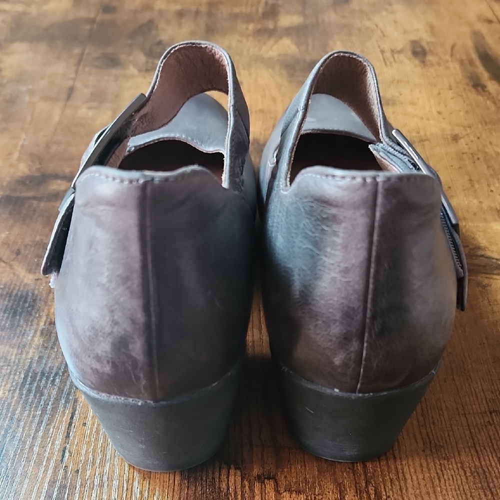 DANSKO | Gray Leather Roxanne Mary Jane Wedge Pumps Clogs Heels Shoes | 6.5 - Picture 6 of 12